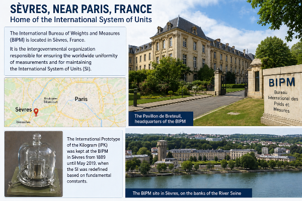 Savre office near Paris that host the standard mass to measure weight and density